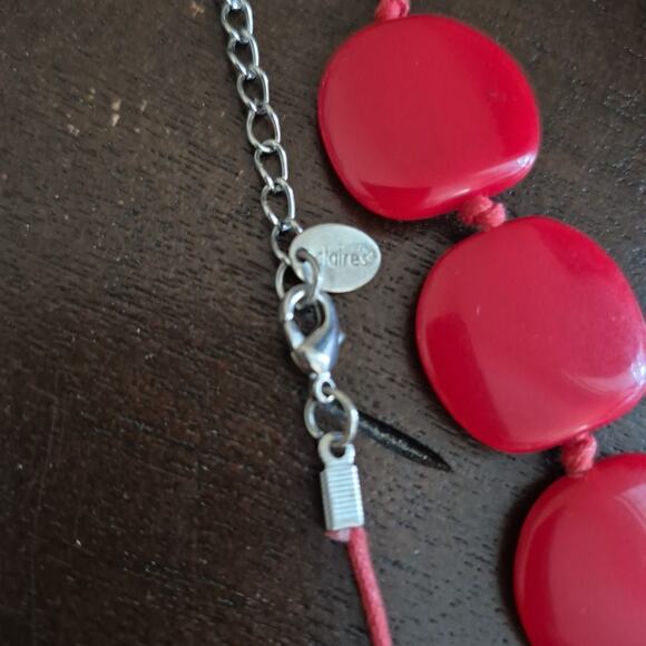 Claires Red Graduated Disc Statement Necklace - Picture 6 of 10
